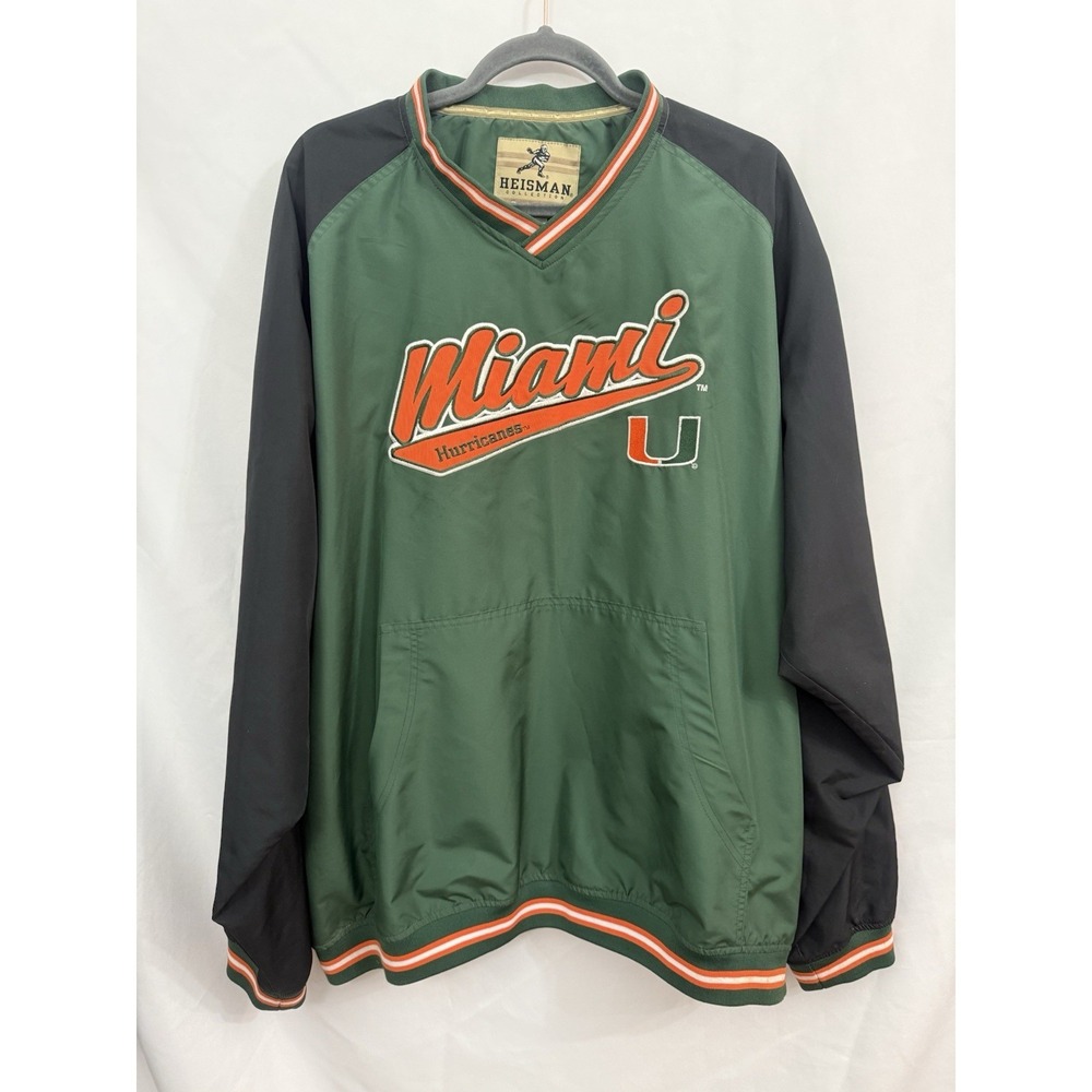 VTG Heisman University of Miami Hurricanes Pullover Jacket NCAA Reebok Mens XL
